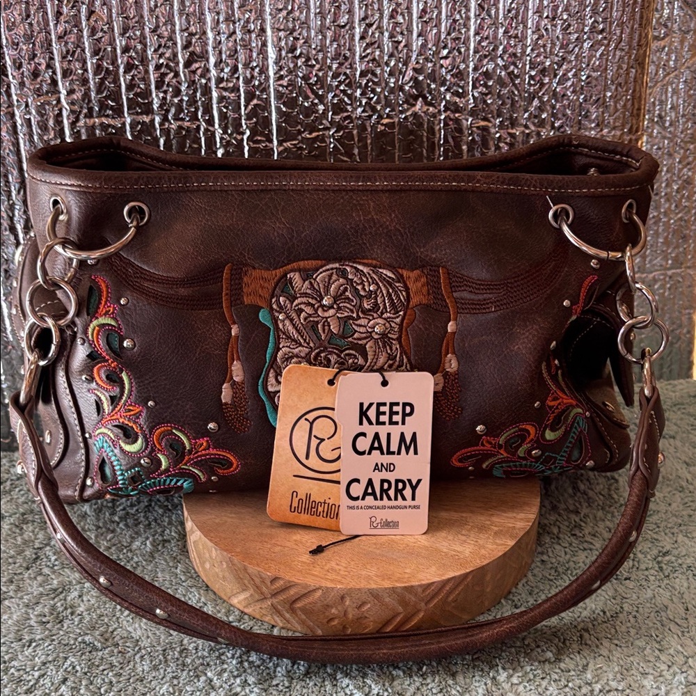 Brown Embroidered Women's Bag